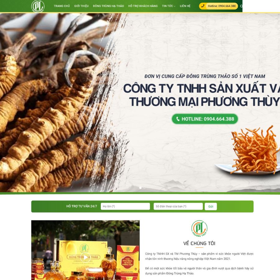 Themes WordPress đẹp mẫu website đông trùng hạ thảo, bán hàng đông trùng hạ thảo