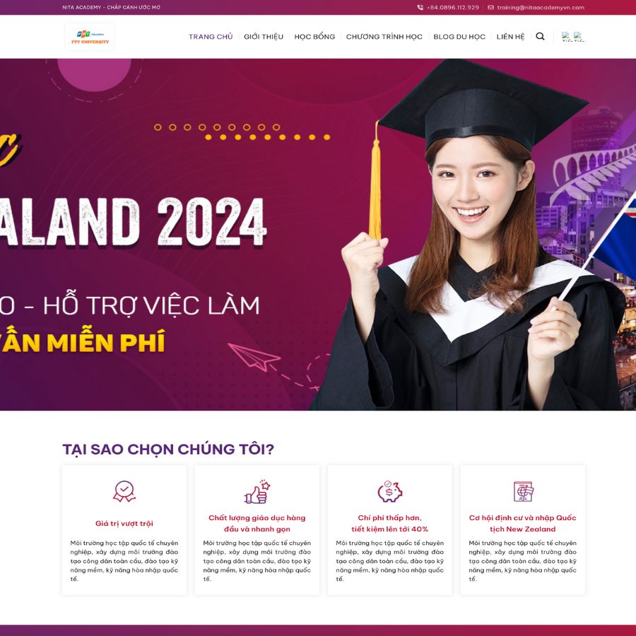 Themes WordPress đẹp mẫu website du học, dịch vụ du học nước ngoài Nita