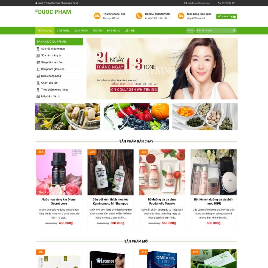 Themes WordPress đẹp mẫu giới thiệu về dược phẩm, mỹ phẩm