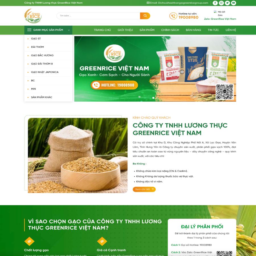 Themes WordPress đẹp mẫu website công ty gạo, lương thực