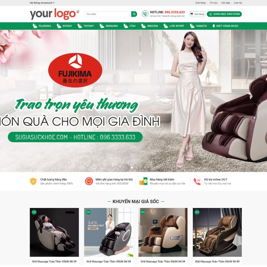 Themes WordPress đẹp mẫu website bán ghế massage