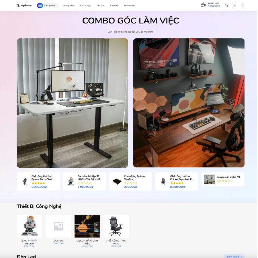 Themes WordPress đẹp mẫu website đồ công nghệ, đồ decor , bàn ghế văn phòng