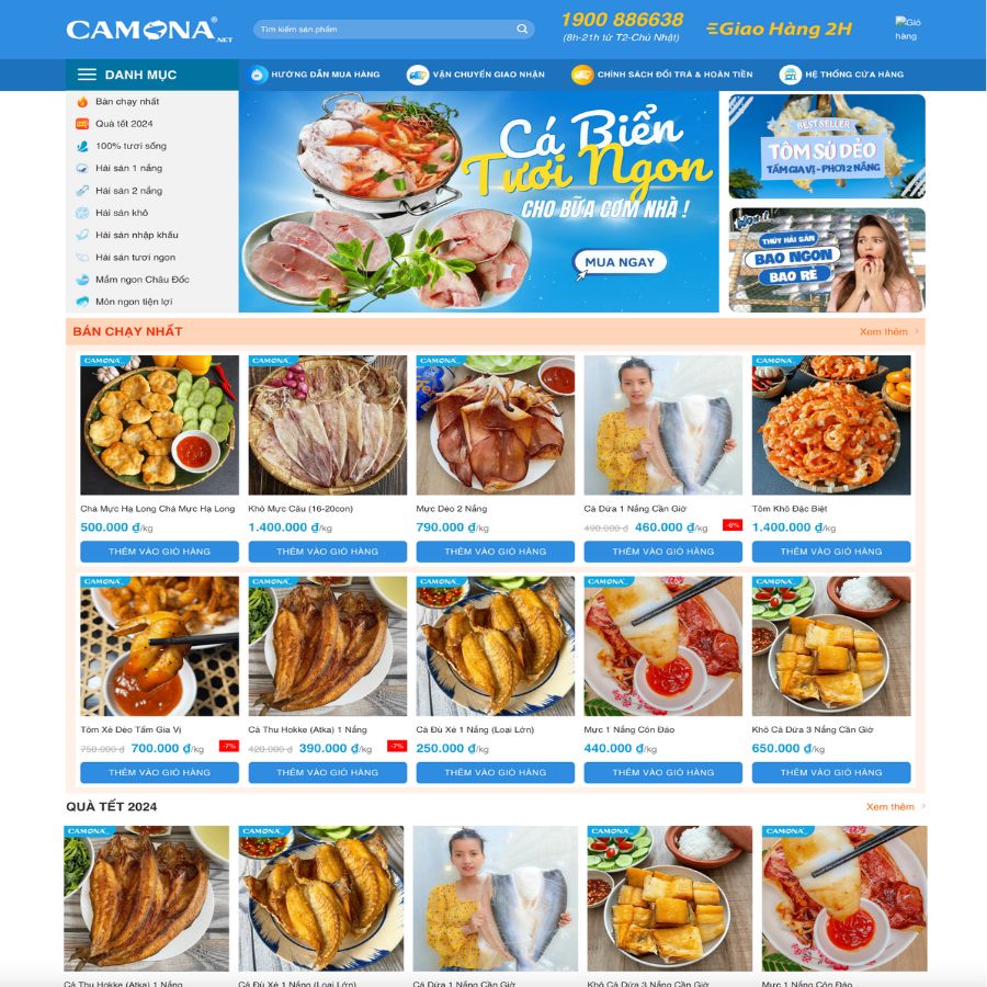 Themes WordPress đẹp mẫu website bán đồ hải sản, bán hàng hải sản
