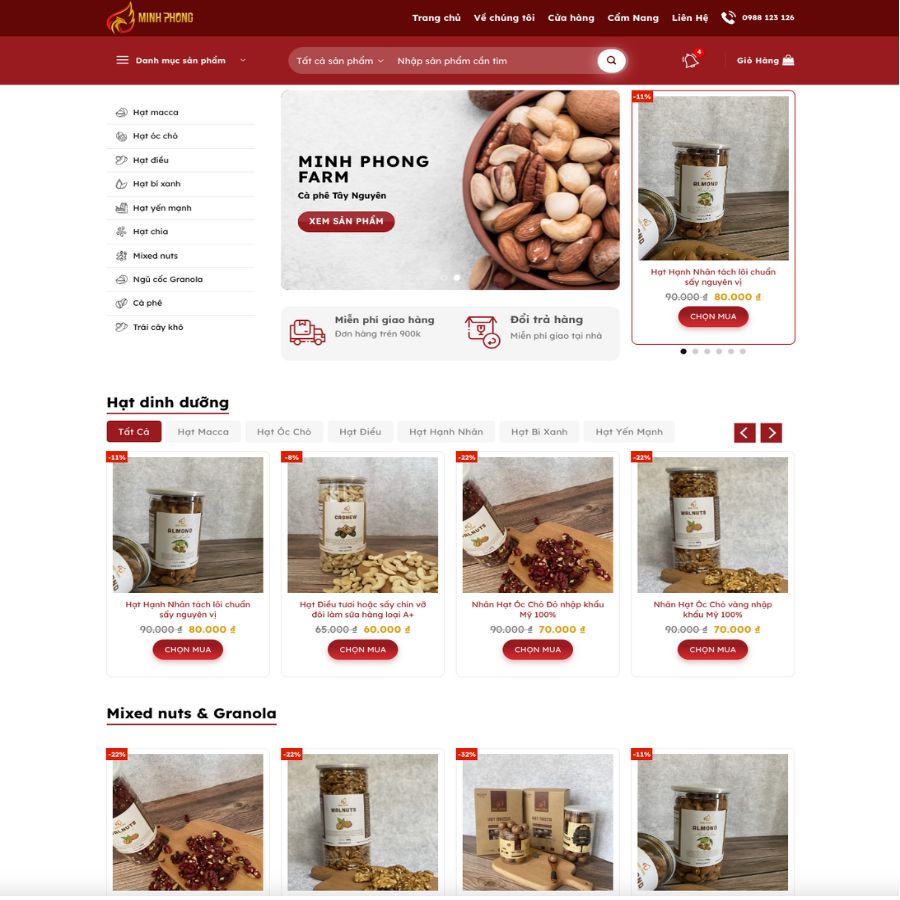 Themes WordPress đẹp mẫu website thực phẩm sạch, đồ food cho gia đình