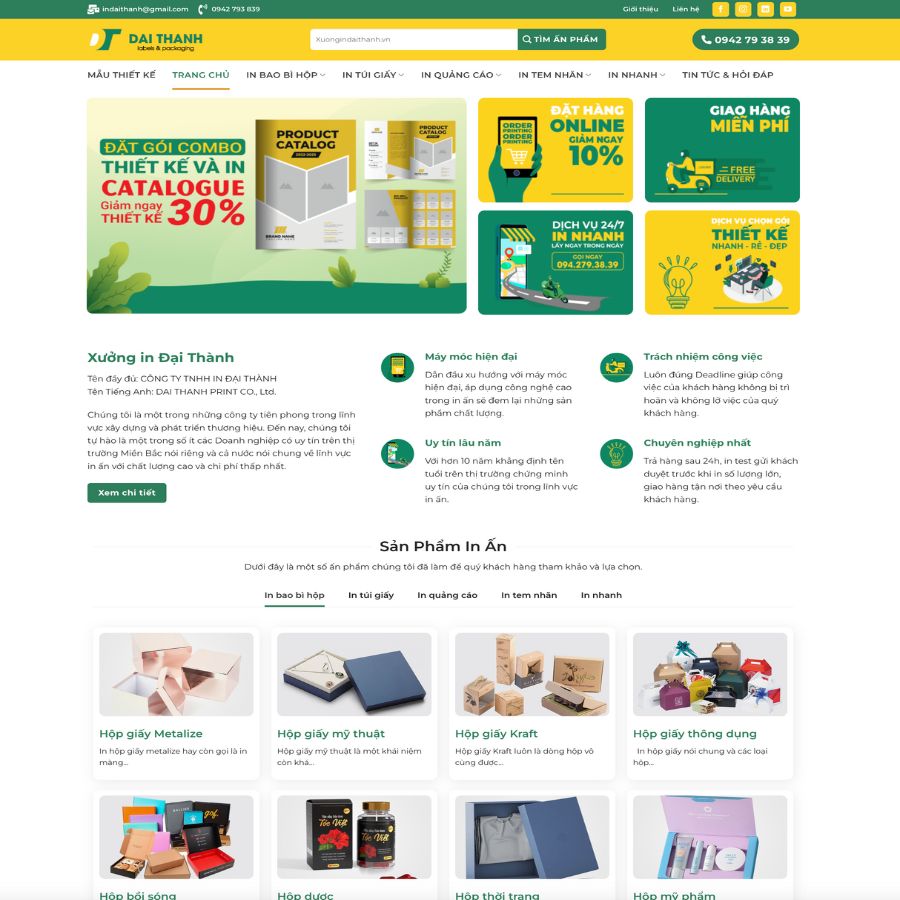 Themes WordPress đẹp mẫu in ấn, in ấn tại xưởng, đồ văn phòng phẩnm