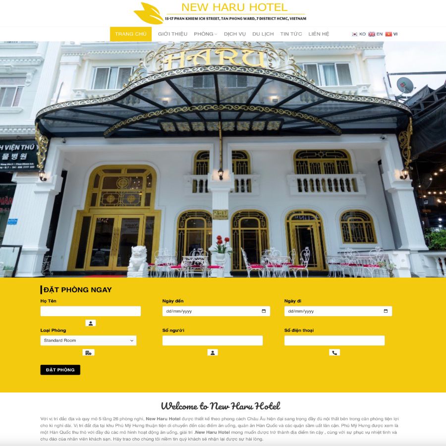 Themes WordPress đẹp mẫu khách sạn haru, mẫu web hottel