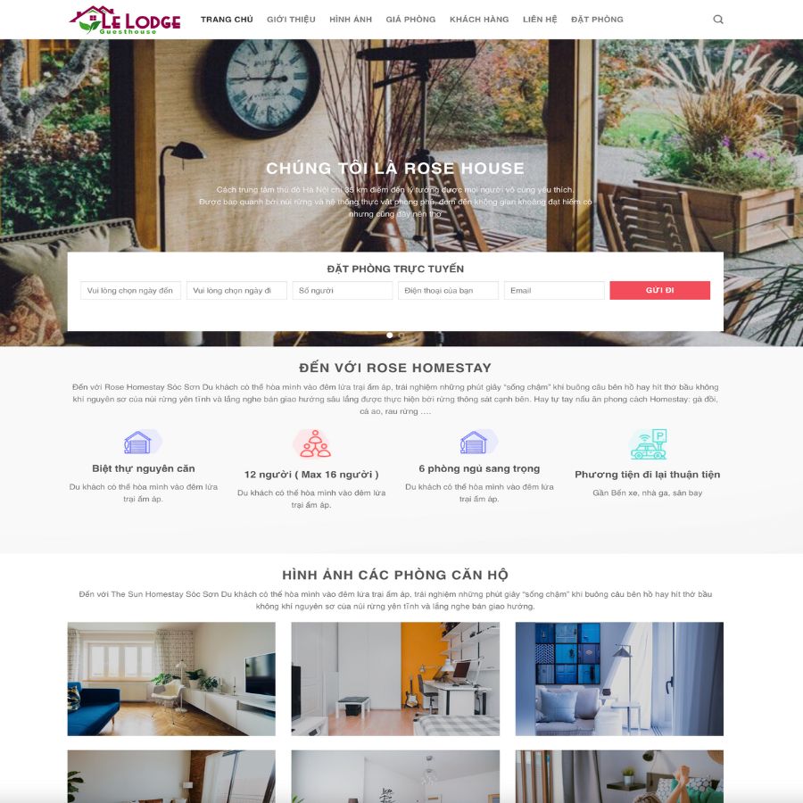 Themes WordPress đẹp mẫu website phòng khách sạn đẹp, cho thuê phòng