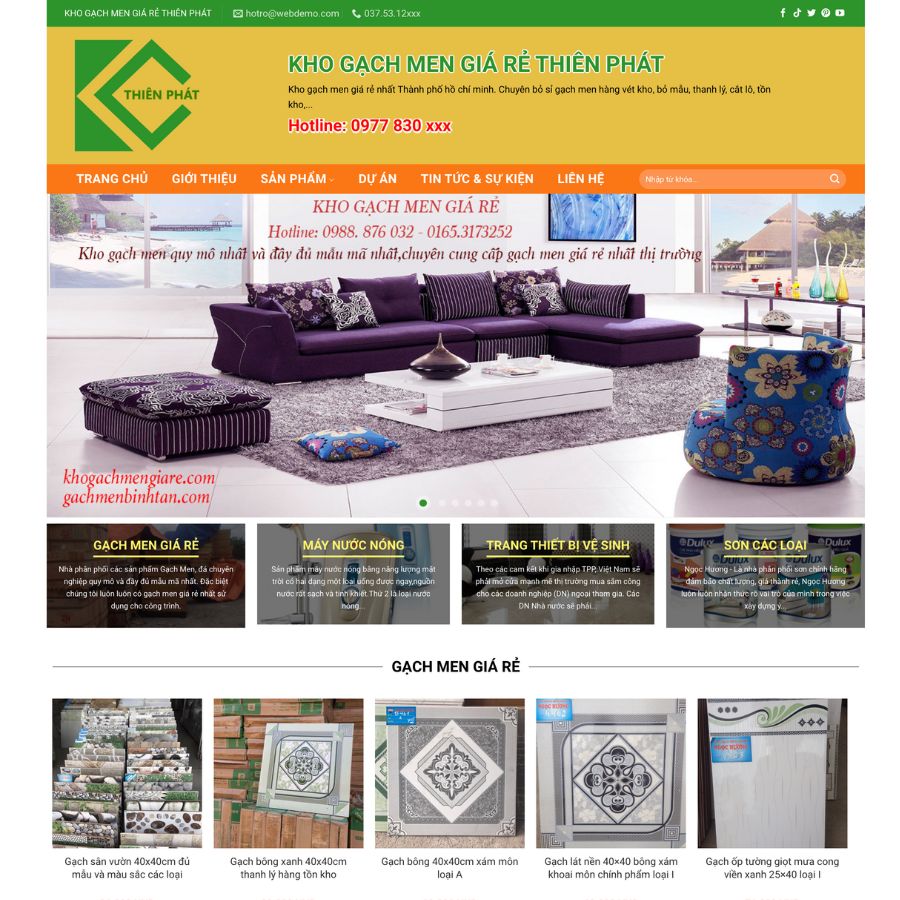 Themes WordPress đẹp mẫu website gạch men, giới thiệu gạch men