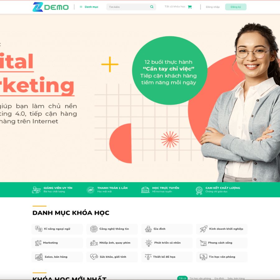 Themes WordPress đẹp mẫu web khoá học, bán khoá học online