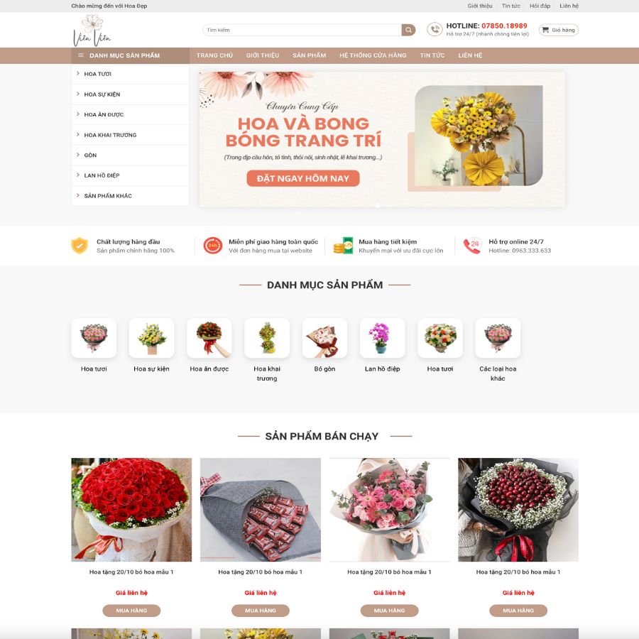 Themes WordPress đẹp mẫu website bán hoa, fllower, bán hoa tươi