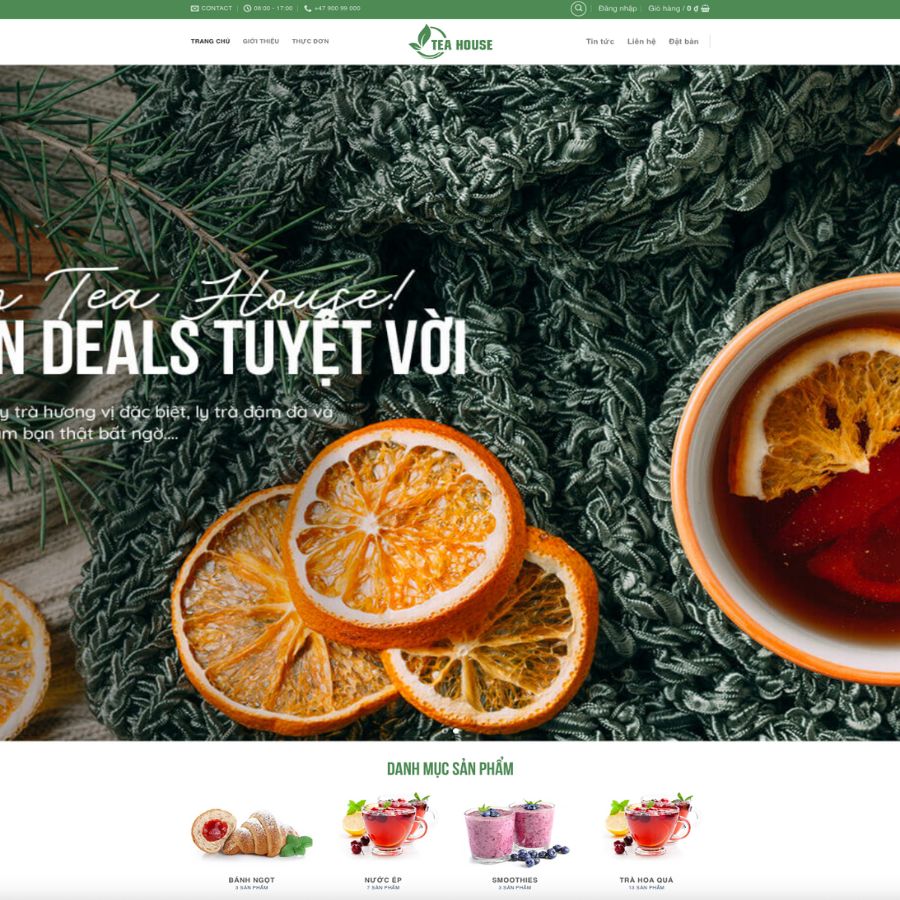 Themes WordPress đẹp mẫu website trà xanh 5