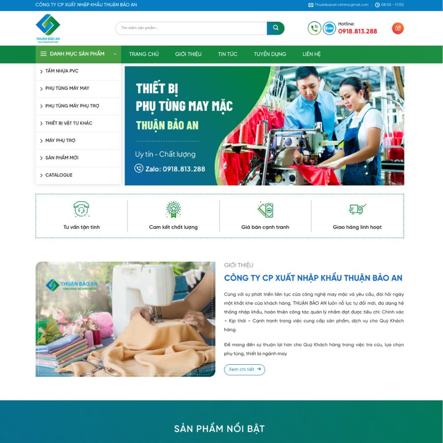 Themes WordPress đẹp mẫu website xuất nhập khẩu bảo an
