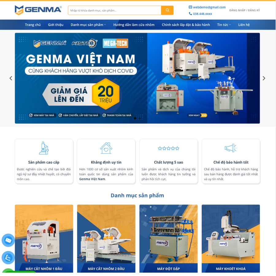 Themes wordpress mẫu website bán hàng, bán máy cắt, thiết bị xây dựng