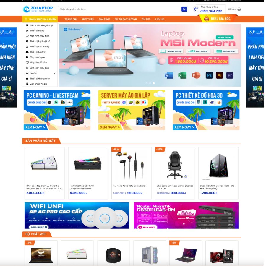 Themes WordPress đẹp mẫu bán laptop, máy tính, điện thoại, điện máy