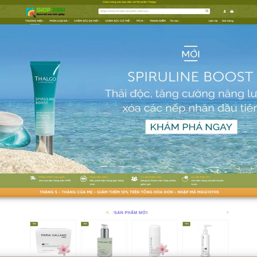 Themes WordPress đẹp mẫu website mỹ phẩm thalgo