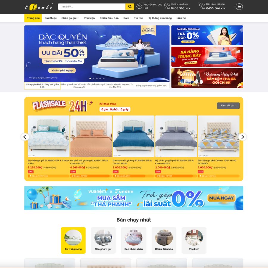 Themes WordPress đẹp mẫu website bán nệm, bán đệm
