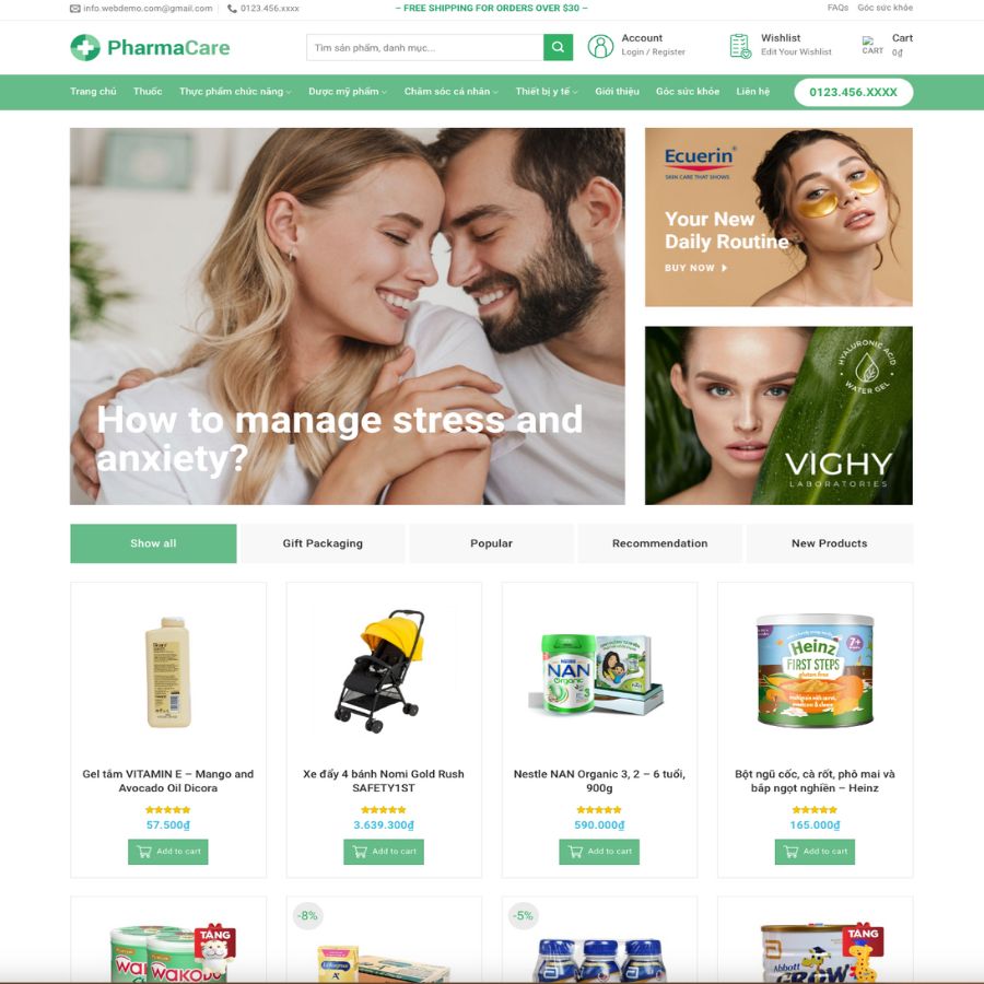 Themes WordPress đẹp mẫu website nhà thuốc, bán thuốc online, giới thiệu thuốc