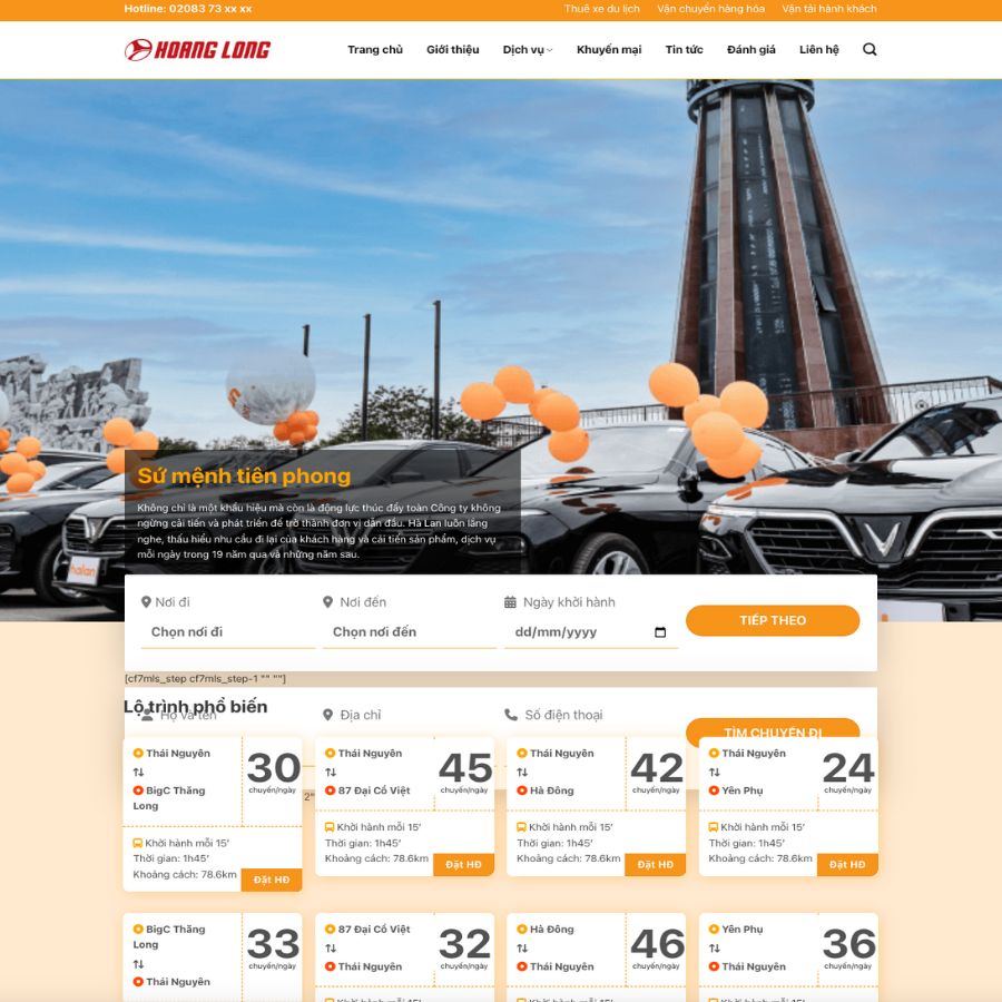 Themes WordPress đẹp mẫu website nhà xe, dịch vụ thuê xe, nhà xe