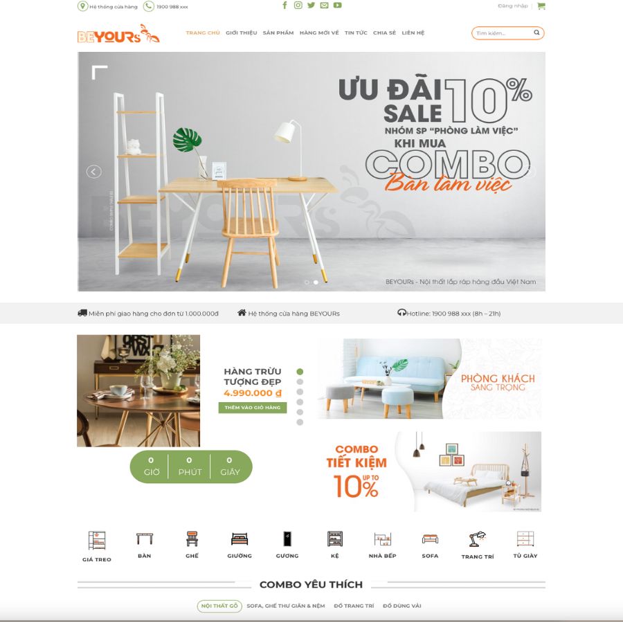 Themes WordPress đẹp mẫu website nội thất đồ gỗ, đồ gia dụng