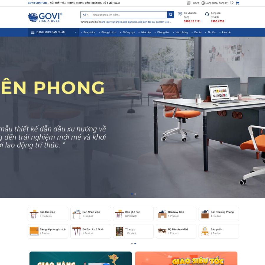 Themes WordPress đẹp mẫu website nội thất govi