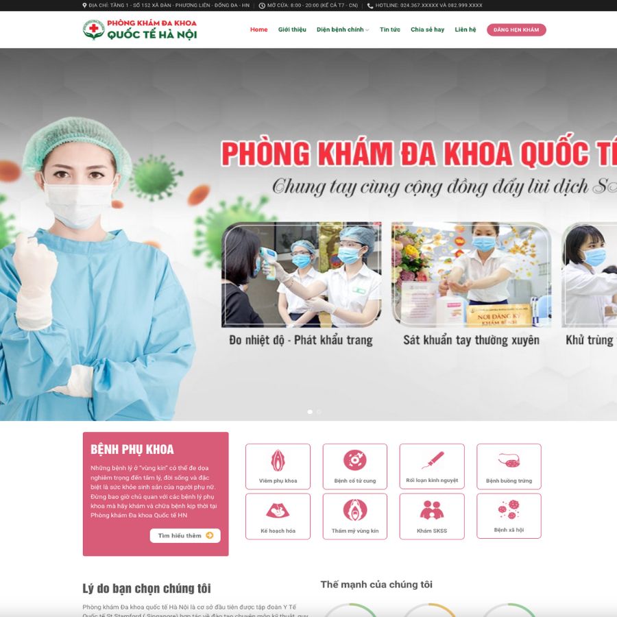 Themes WordPress đẹp mẫu website phòng khám đa khoa quốc tế Hà Nội