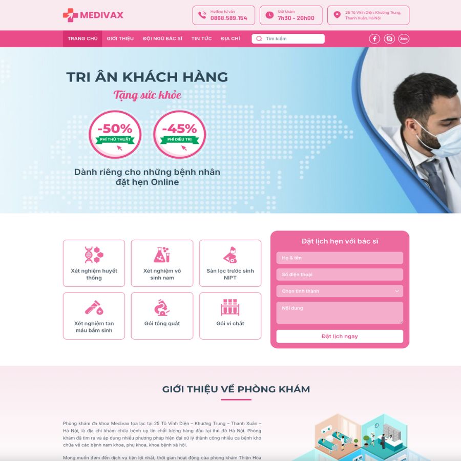 Themes WordPress đẹp mẫu website phòng khám, giới thiệu phòng khám