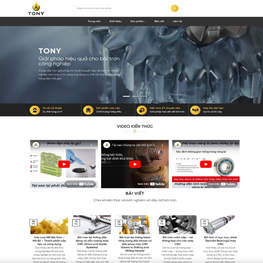 Themes WordPress đẹp mẫu website công nghiệp, bôi trơi, máy móc