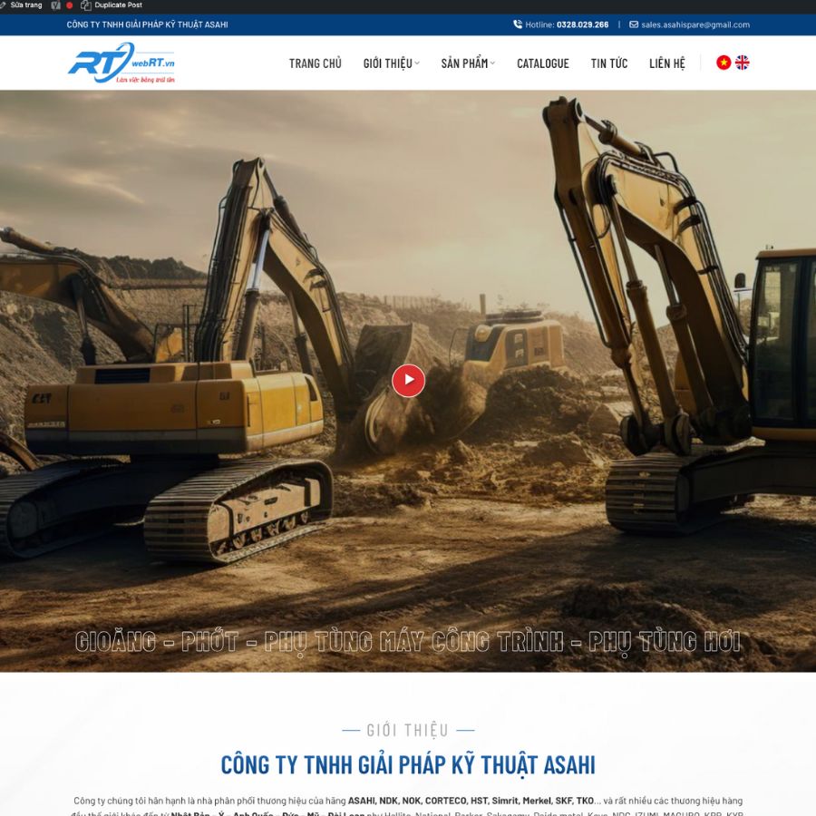 Themes WordPress đẹp mẫu website phụ tùng cơ khi