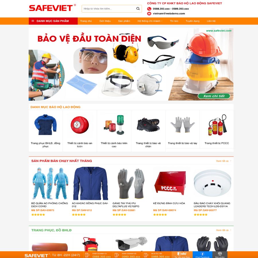 Themes WordPress đẹp mẫu web bảo hộ lao động, thiết bị bảo hộ lao động