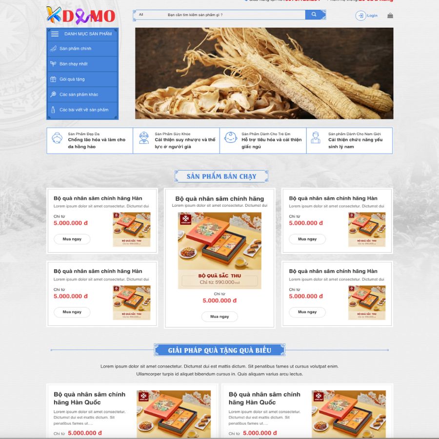 Themes WordPress đẹp mẫu website bán sâm, sâm việt