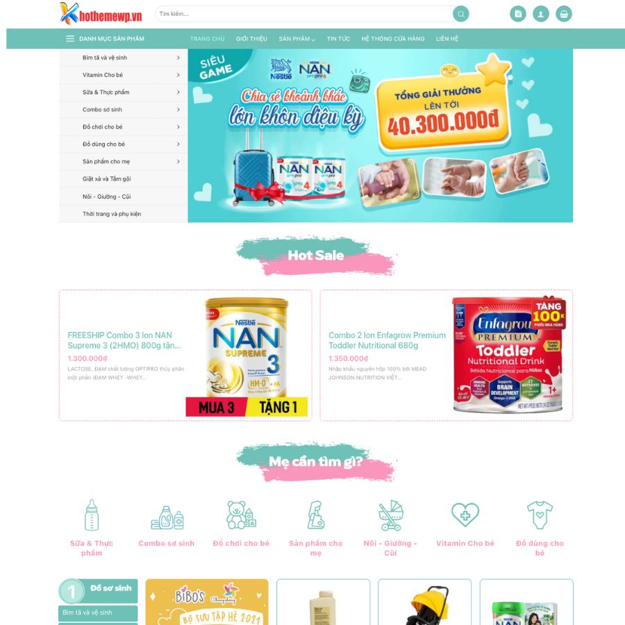 Themes WordPress đẹp mẫu website mua bán đồ trẻ em