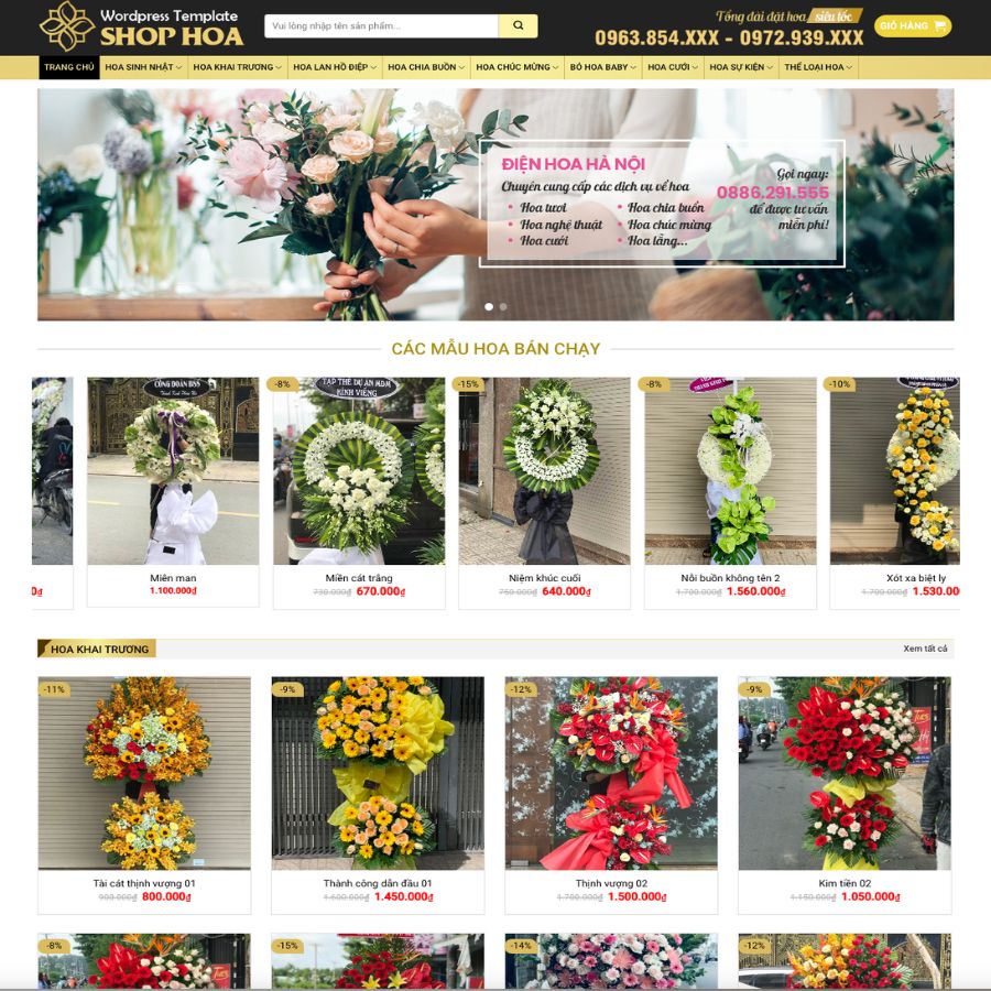 Themes WordPress đẹp mẫu website bán hoa cực đẹp