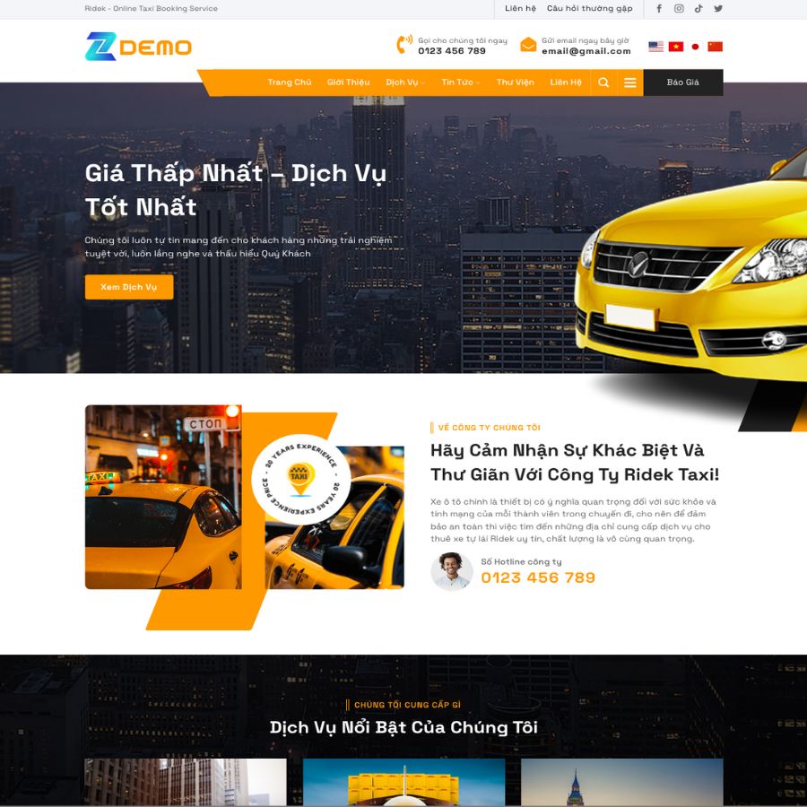 Themes WordPress đẹp mẫu website taxi 02
