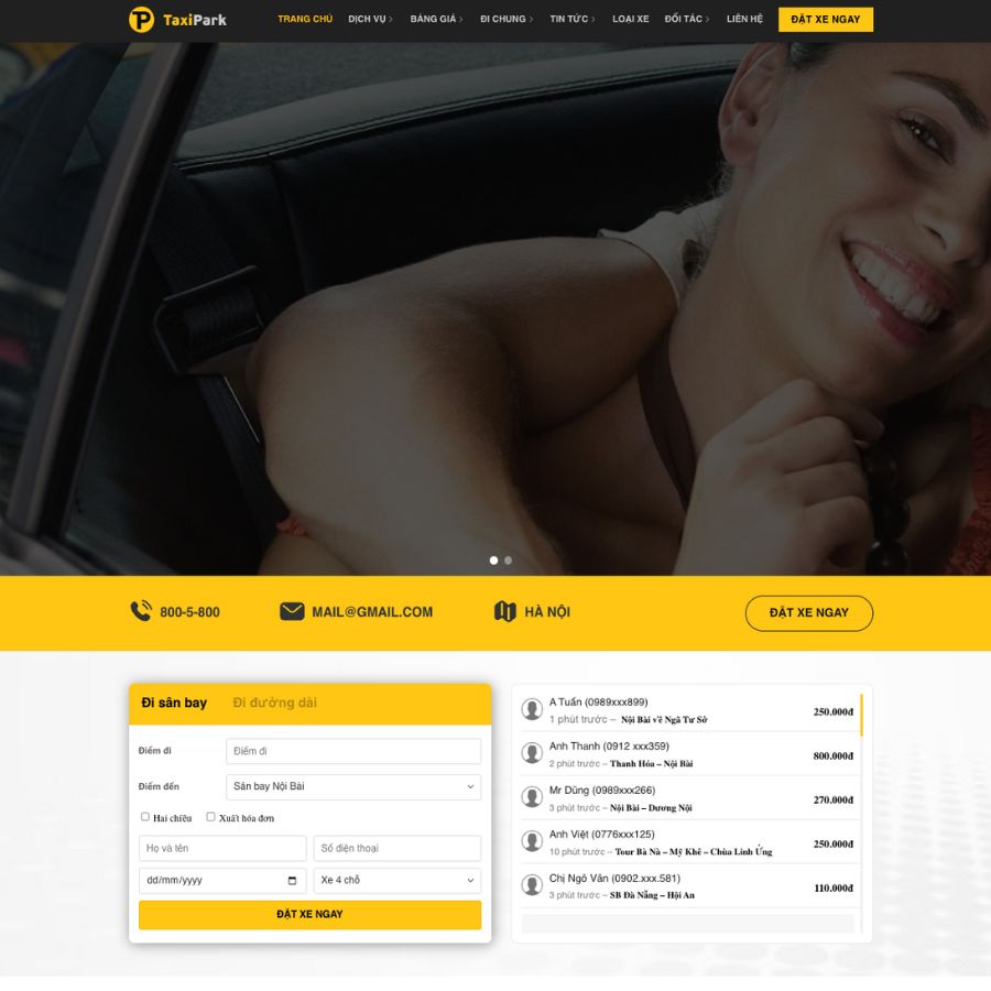 Themes WordPress đẹp mẫu website dịch vụ taxi