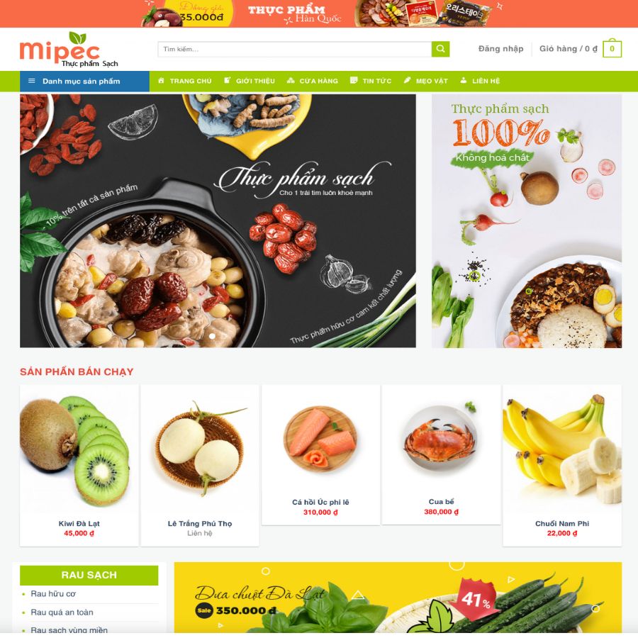 Themes WordPress đẹp mẫu website thực phẩm sạch