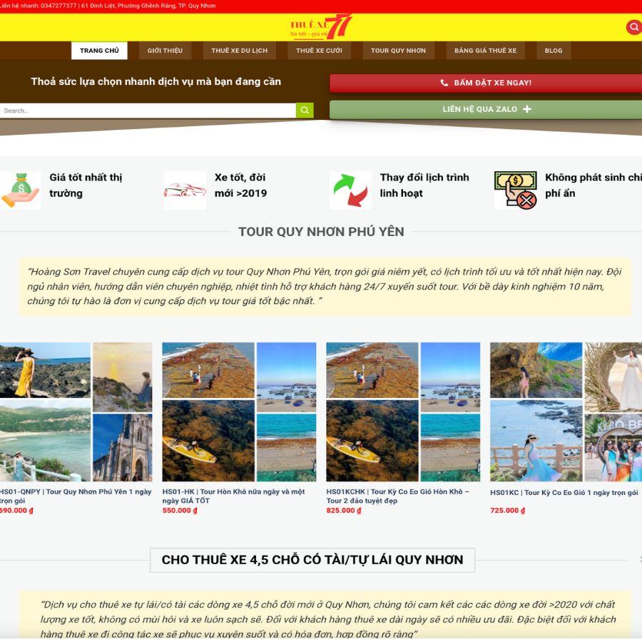 Themes WordPress đẹp mẫu website cho thuê xe tự lái