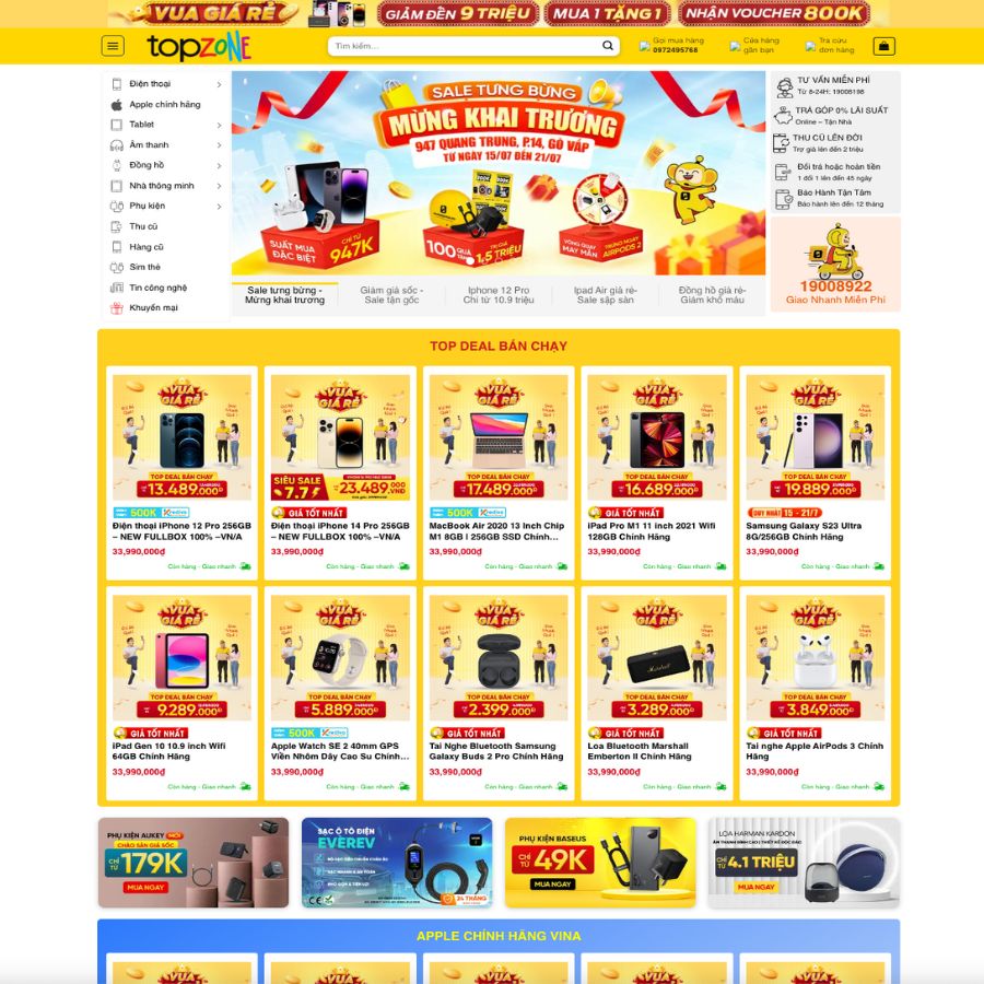 Themes WordPress đẹp mẫu website điện thoại di động giống topzone