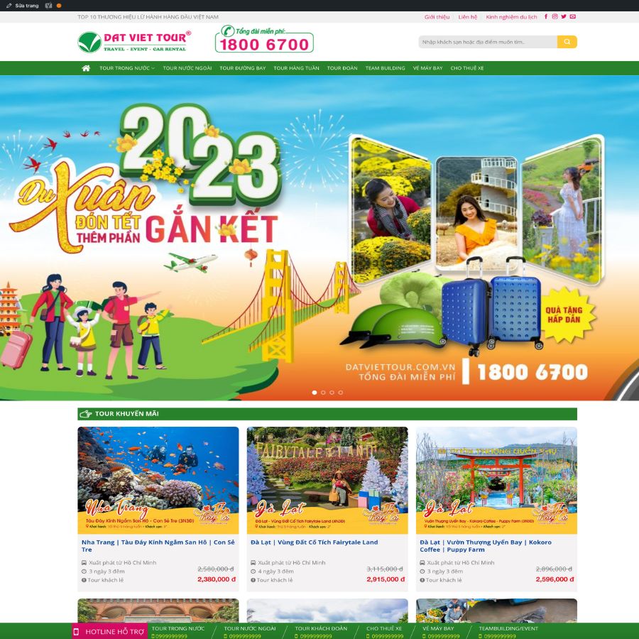 Themes WordPress đẹp mẫu website du lịch, công ty du lịch Nam Bộ