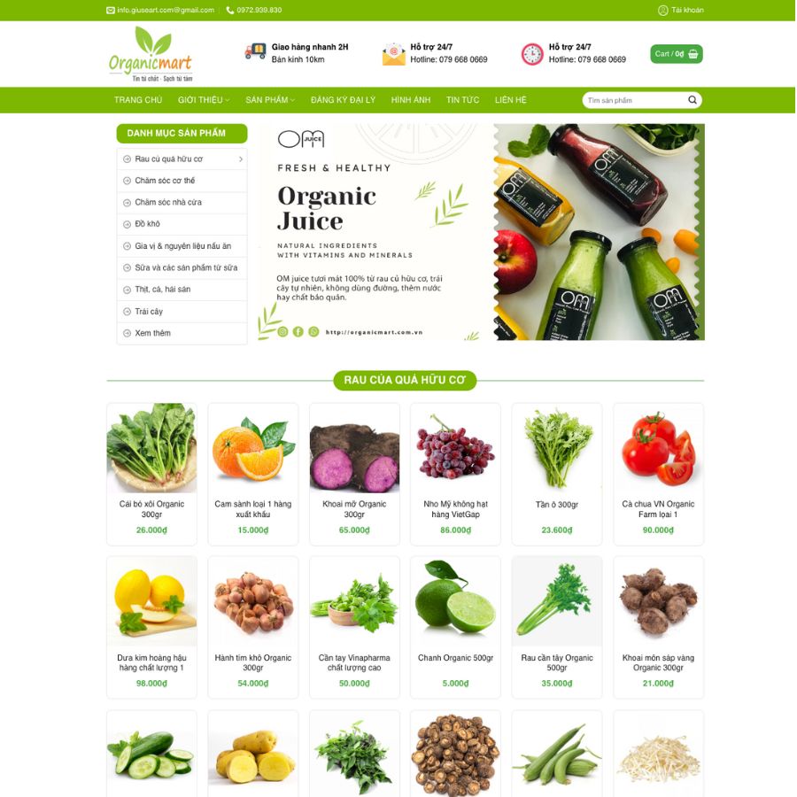 Themes WordPress đẹp mẫu web shop thực phẩm sạch ogranic