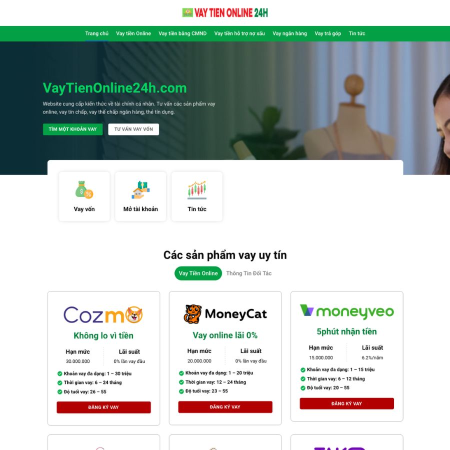 Themes WordPress đẹp mẫu webiste vay tiền online, vay tín dụng