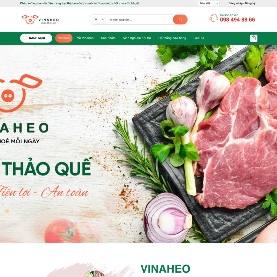 Themes WordPress đẹp mẫu website thực phẩm , foody, thịt lợn