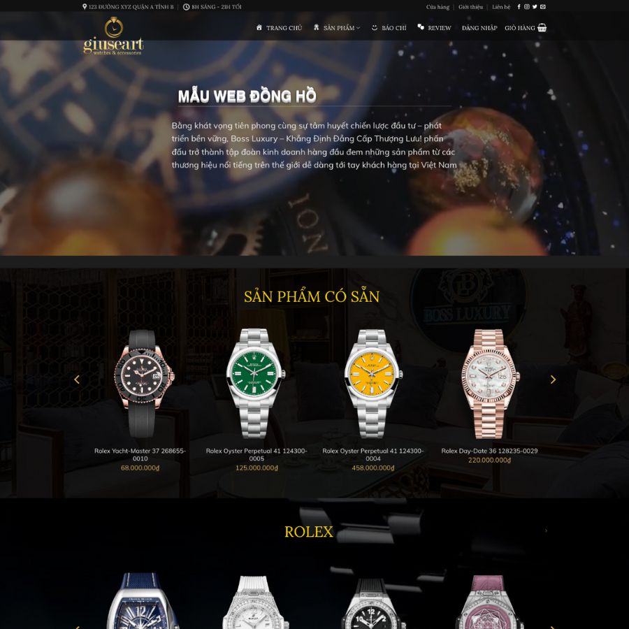 Themes WordPress đẹp mẫu website bán đồng hồ chuẩn google