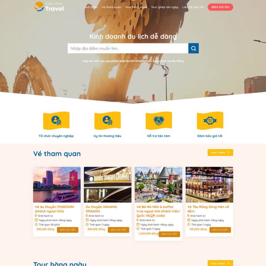 Themes WordPress đẹp mẫu website tin tưc du lịch bán tour đà nẵng