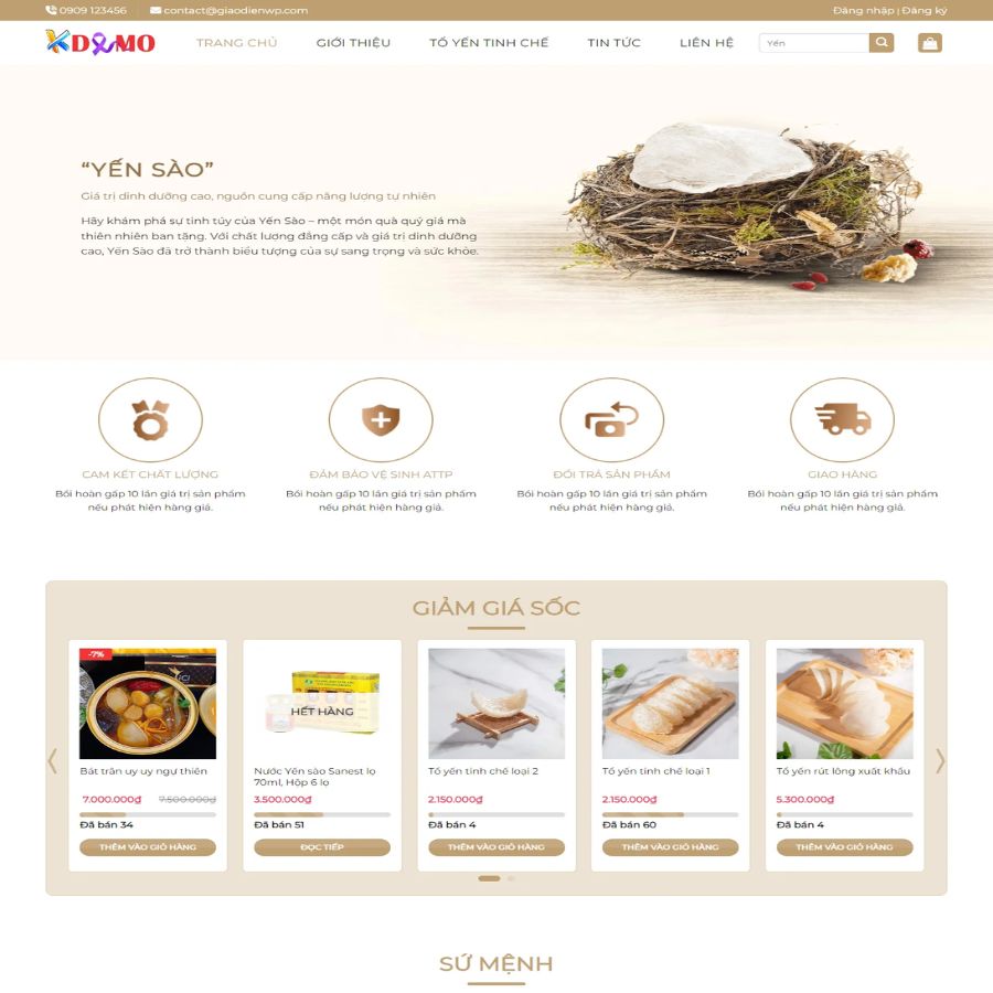 Themes WordPress đẹp mẫu website bán hàng yến sào